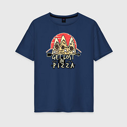 Футболка оверсайз женская Пицца и Горы, цвет: тёмно-синий