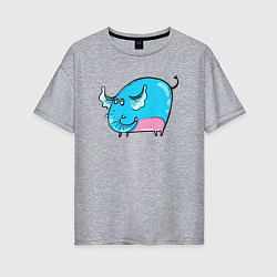 Женская футболка оверсайз Большой голубой слон
