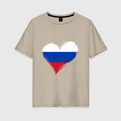 Футболка оверсайз женская Russian Heart, цвет: миндальный