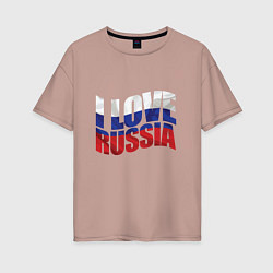Футболка оверсайз женская Love - Russia, цвет: пыльно-розовый