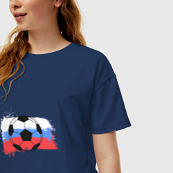 Футболка оверсайз женская Футбол - Россия, цвет: тёмно-синий — фото 2