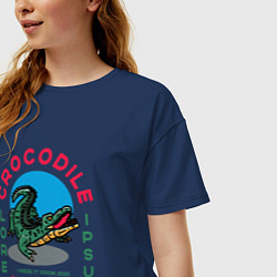 Футболка оверсайз женская Crocodile Крокодил, цвет: тёмно-синий — фото 2