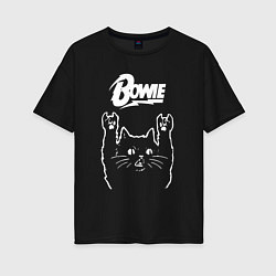 Женская футболка оверсайз Bowie Рок кот