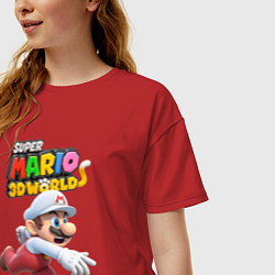 Футболка оверсайз женская Super Mario 3D World Video game Nintendo, цвет: красный — фото 2