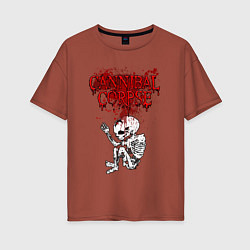 Футболка оверсайз женская Cannibal Corpse skeleton, цвет: кирпичный