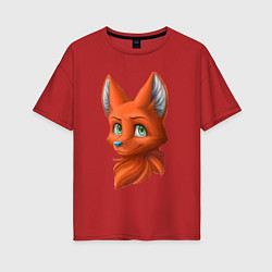 Женская футболка оверсайз Милая лисичка Cute fox