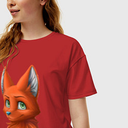 Футболка оверсайз женская Милая лисичка Cute fox, цвет: красный — фото 2