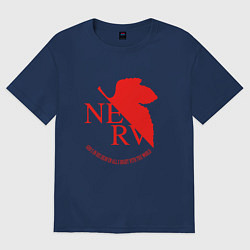 Футболка оверсайз женская Nerv в Neon Genesis Evangelion, цвет: тёмно-синий