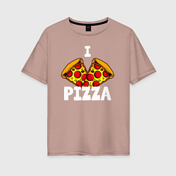Женская футболка оверсайз Я люблю пиццу 2 слайса