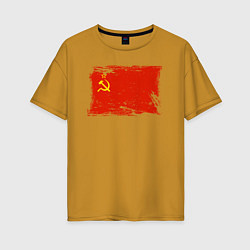 Женская футболка оверсайз Рваный флаг СССР