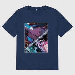 Футболка оверсайз женская Джотаро Куджо из ДжоДжо, цвет: тёмно-синий