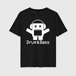 Женская футболка оверсайз Drum & Bass Black edition
