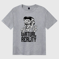 Женская футболка оверсайз Virtual reality Dinosaur