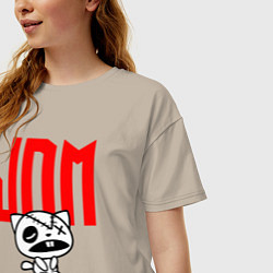 Футболка оверсайз женская JDM Kitten-Zombie Japan, цвет: миндальный — фото 2