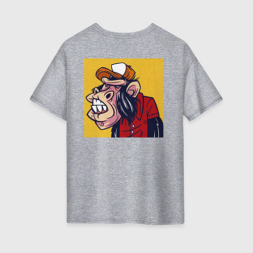 Женская футболка оверсайз Обезьяны в шляпе и рубашке / Меланж – фото 2