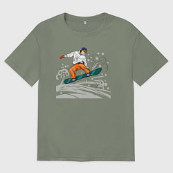 Футболка оверсайз женская Сноубордист snowboard, цвет: авокадо
