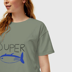 Футболка оверсайз женская Super tuna jin, цвет: авокадо — фото 2