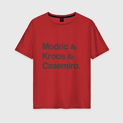 Футболка оверсайз женская Modric, Kroos, Casemiro, цвет: красный