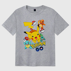 Футболка оверсайз женская ПОКЕМОНЫ POKEMON, цвет: меланж