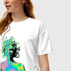 Футболка оверсайз женская Gorgon Medusa Vaporwave Neon, цвет: белый — фото 2