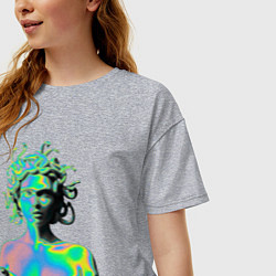 Футболка оверсайз женская Gorgon Medusa Vaporwave Neon, цвет: меланж — фото 2