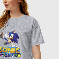 Футболка оверсайз женская Sonic Colours Hedgehog Video game, цвет: меланж — фото 2