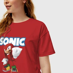 Футболка оверсайз женская Knuckles Echidna Sonic Video game Ехидна Наклз Вид, цвет: красный — фото 2