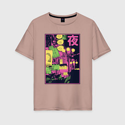 Женская футболка оверсайз Vaporwave Japanese City Японский город
