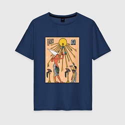 Женская футболка оверсайз Египетская фреска Атон с иероглифами