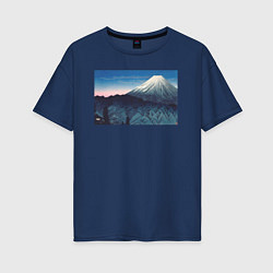 Футболка оверсайз женская Mount Fuji From Hakone Гора Фудзи, цвет: тёмно-синий