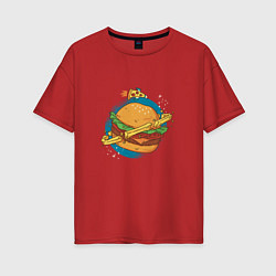 Женская футболка оверсайз Бургер Планета Planet Burger