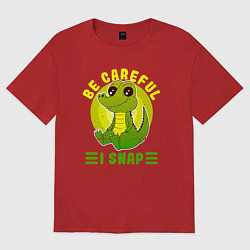 Футболка оверсайз женская Будь осторожен - я кусаюсь, цвет: красный