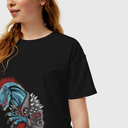 Футболка оверсайз женская ДИНОЗАВР PUNK, цвет: черный — фото 2
