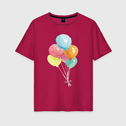 Женская футболка оверсайз Акварельные воздушные шары