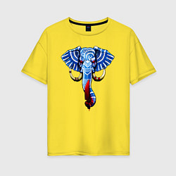 Футболка оверсайз женская Слон с тесаком, цвет: желтый