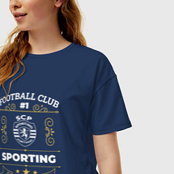 Футболка оверсайз женская Sporting: Football Club Number 1, цвет: тёмно-синий — фото 2