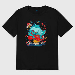 Женская футболка оверсайз Лягушка в мухоморах