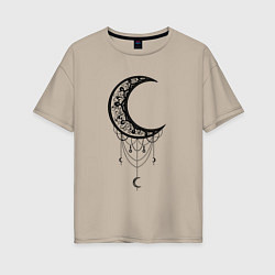 Женская футболка оверсайз Луна Оберег в стиле Мандала