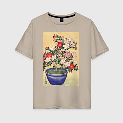 Женская футболка оверсайз Blooming Azalea in Blue Pot Цветущая азалия