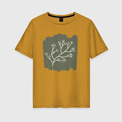 Женская футболка оверсайз Ветка с листьями
