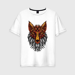 Футболка оверсайз женская Лиса в стиле Мандала Mandala Fox, цвет: белый