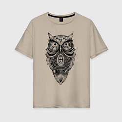 Женская футболка оверсайз Сова в стиле Мандала Mandala Owl