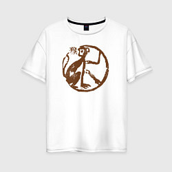 Женская футболка оверсайз Зодиакальная обезьяна - наскальный рисунок