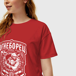 Футболка оверсайз женская ОГНЕБОРЕЦ ПОЖАРНЫЙ СПАСАТЕЛЬ, цвет: красный — фото 2