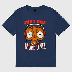 Футболка оверсайз женская Просто еще один уровень сова геймер, цвет: тёмно-синий