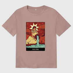 Футболка оверсайз женская Звезда карта Таро The Star Tarot Card, цвет: пыльно-розовый