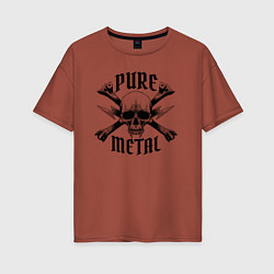 Женская футболка оверсайз Heavy metal skullчистый металл