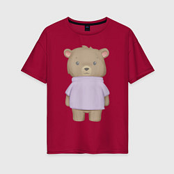 Женская футболка оверсайз Милый Медвежонок В Кофте