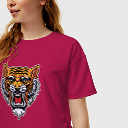 Футболка оверсайз женская Тигр - Х2, цвет: маджента — фото 2
