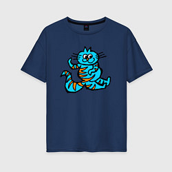 Женская футболка оверсайз Синий котенок